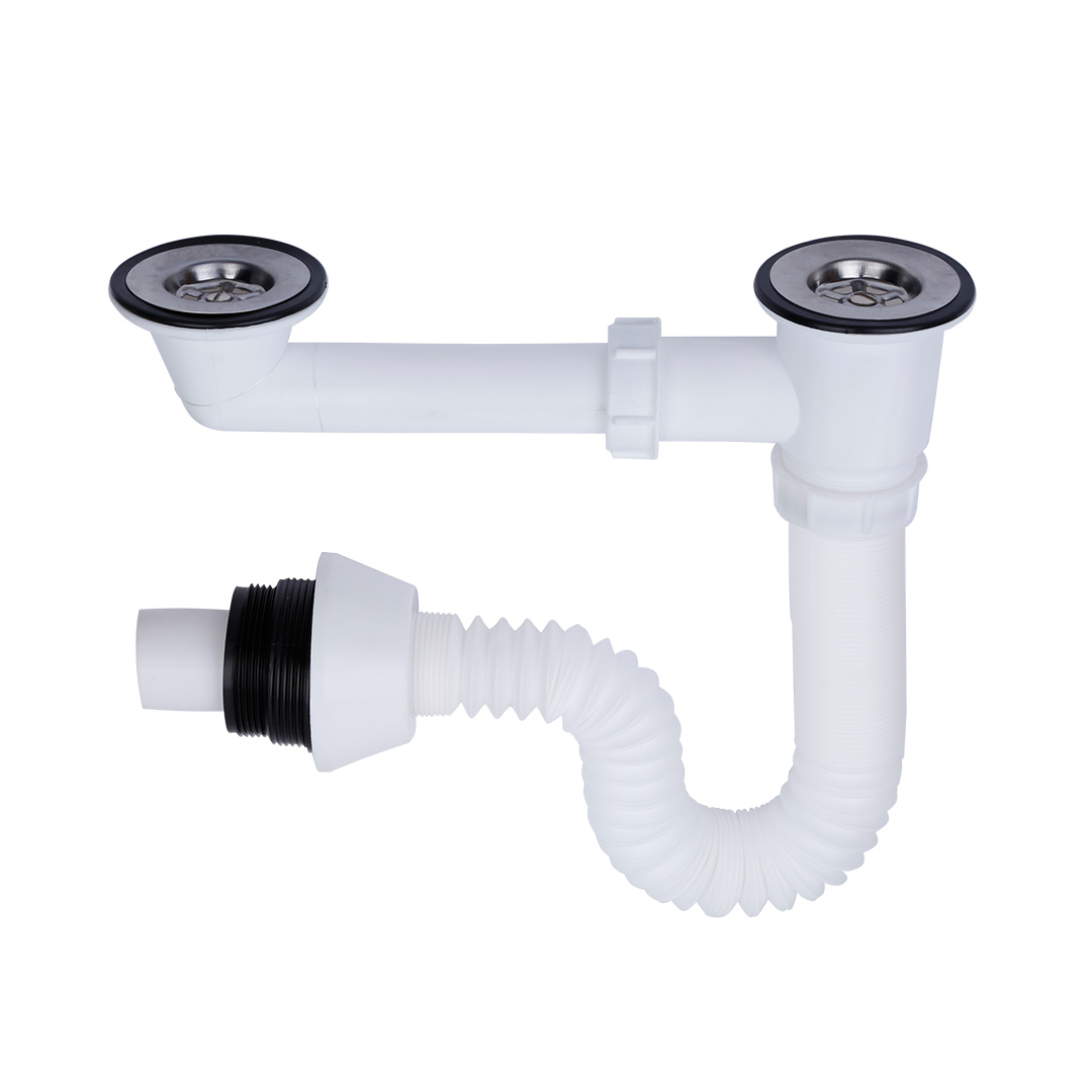 سیفون ظرفشویی دو لگنه خرطومی